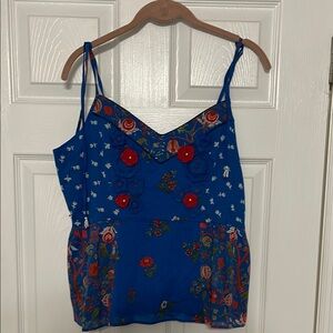 Bought from Anthropologie Size M Floral Embroidered Blue Top